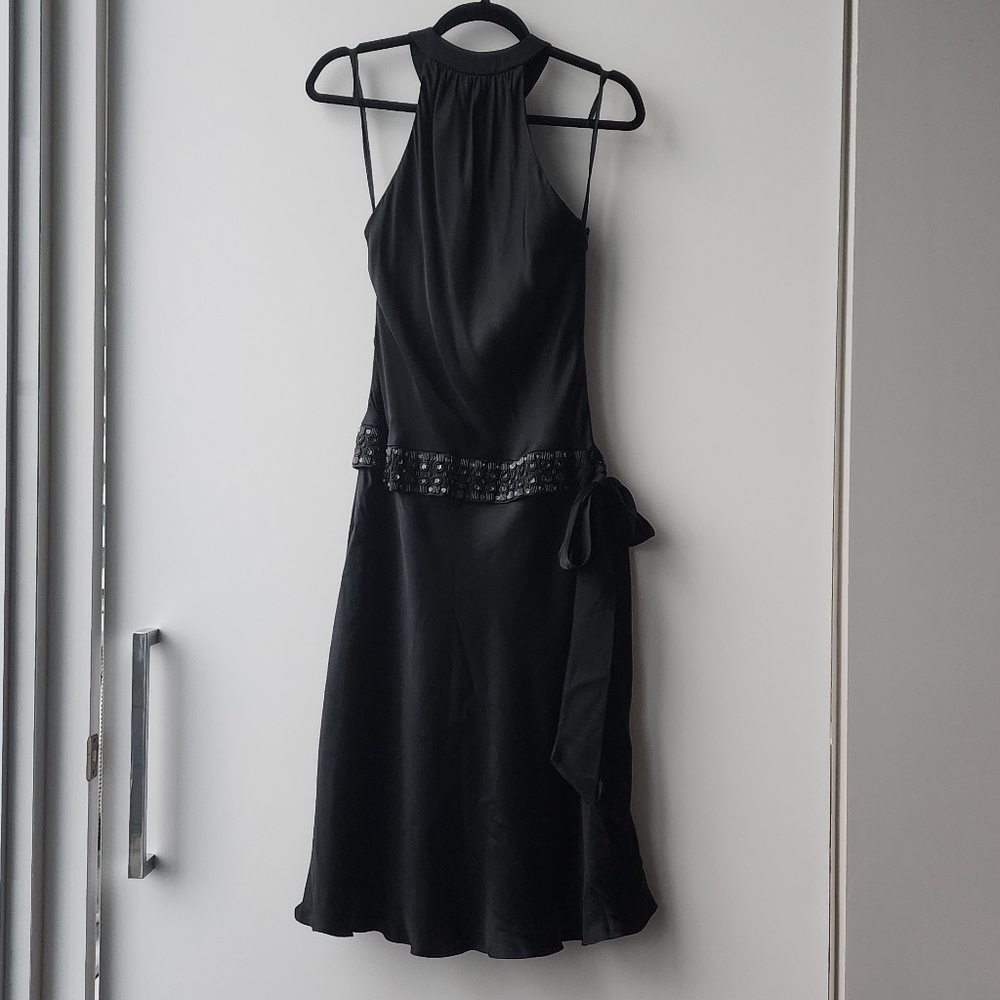 Vintage Silk Halter Neck Embellished Evening Cocktail Dress